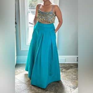 Blue Indian Lehenga Crop Top and Skirt with pockets!